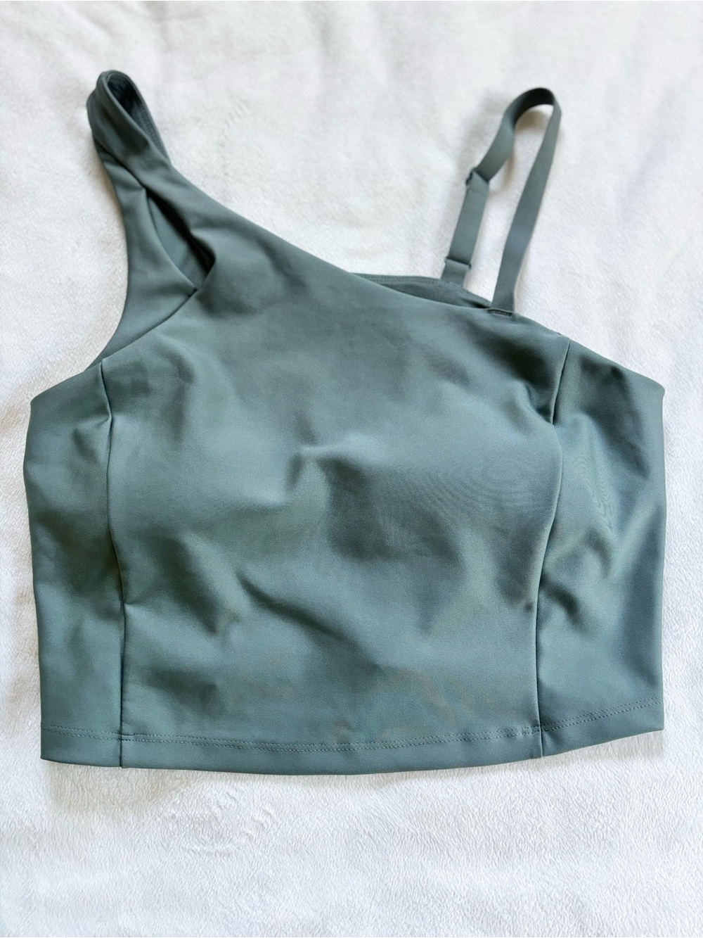 Avia One-Shoulder Crop Top in Sage Green